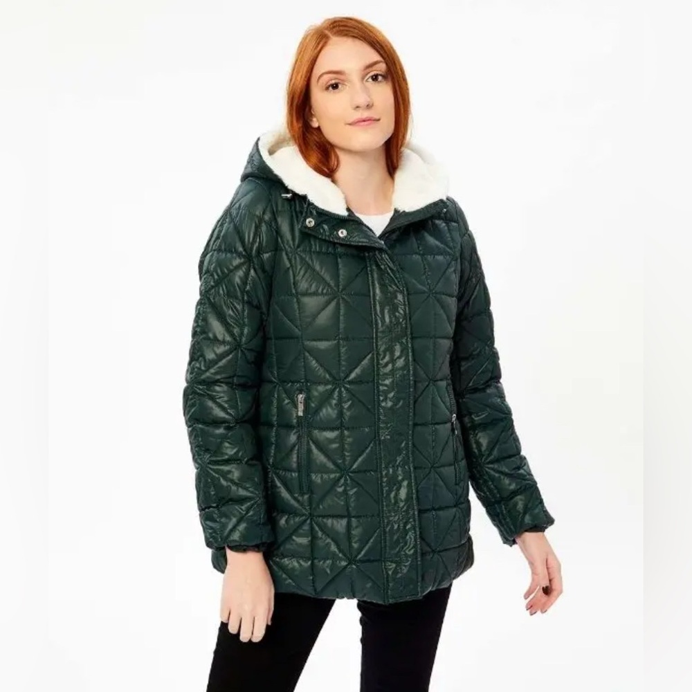 Steve Madden Dark Green Quilted Puffer Jacket Size XL NWOT